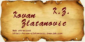 Kovan Zlatanović vizit kartica